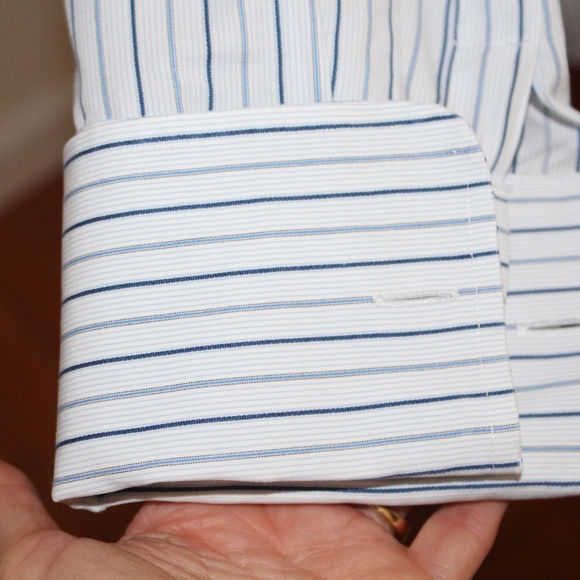 Armani Collezioni, French Cuff stripped blue dress shirt - Picture 4 of 8